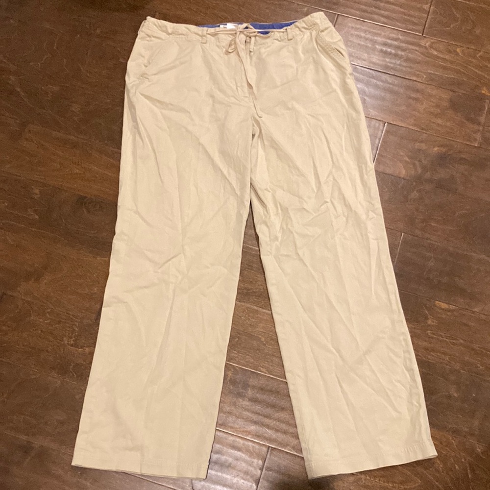 Tommy Bahama tan size 16 draw string wide leg pants